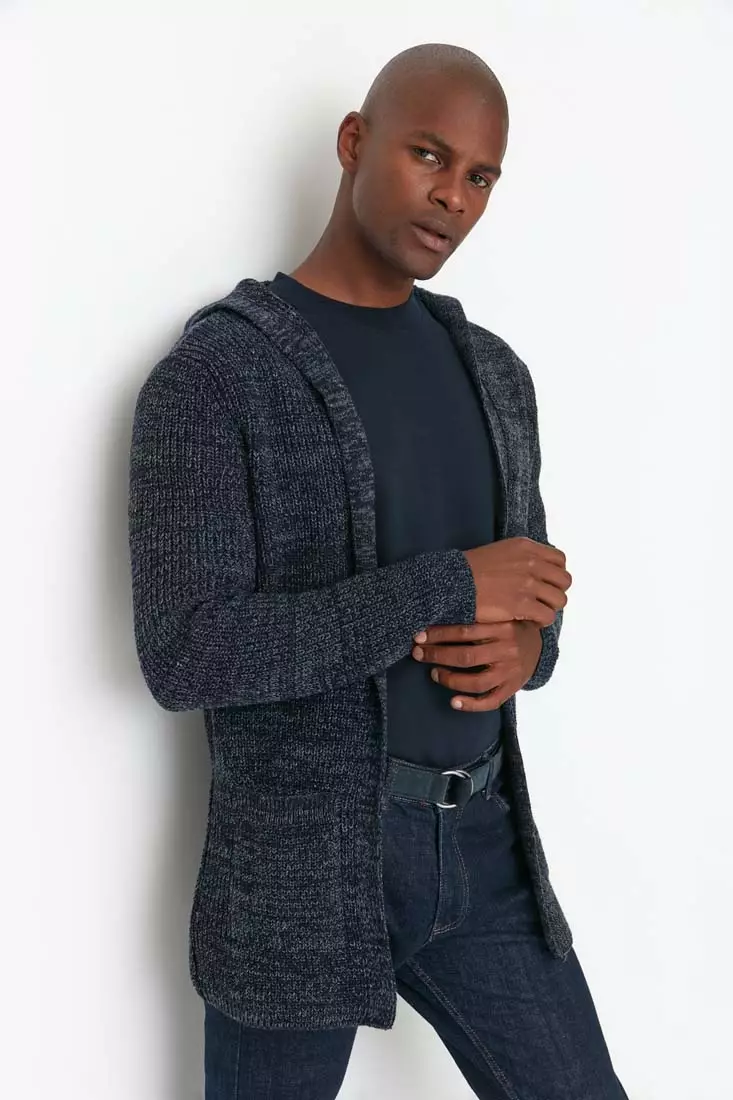 Navy longline cardigan hot sale with pockets