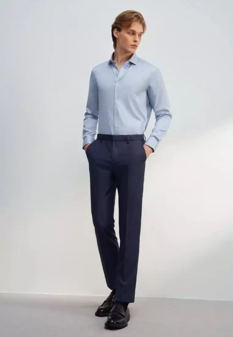 Teflon Smart Fit Twill Suit Pants with Elastic Waist Band