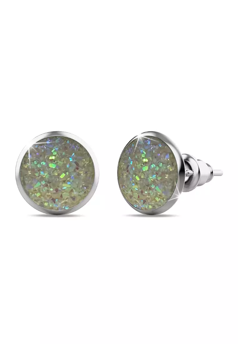 White stone clearance gold ear studs