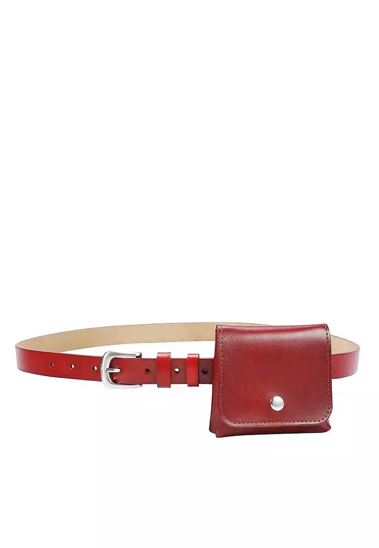 Red leather new arrivals belt bag