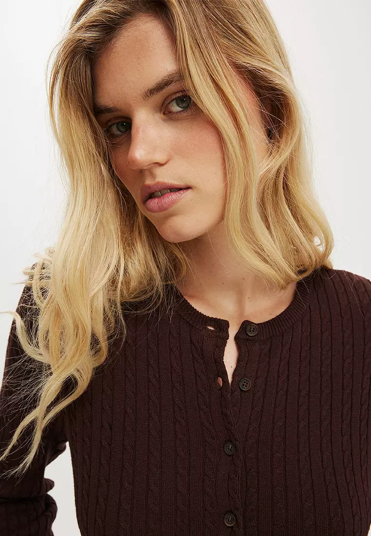 Cotton Crew Neck Cardigan