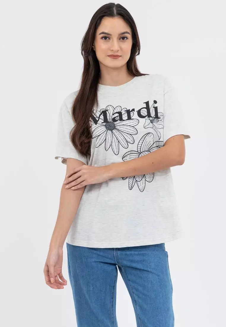 Tshirt Triple Flower_ Oatmeal Black