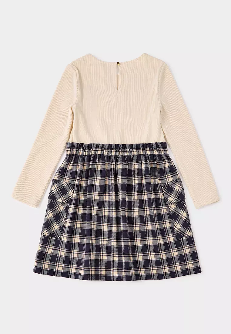 Mellie 2-in-1 Dress with Check Skirt and Knit Top