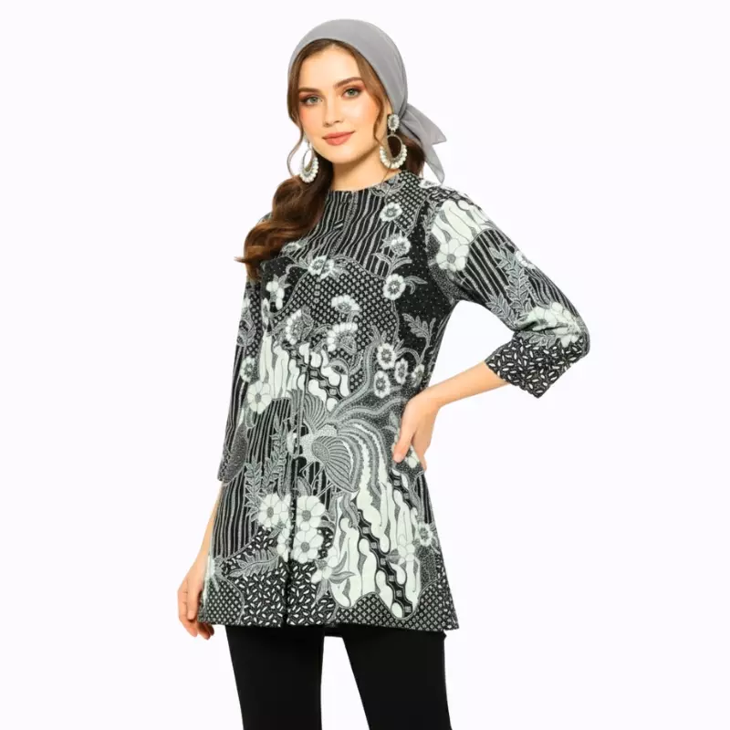 Tunik Batik Wanita - Bhatara Batik Zahra - Atasan Batik Modern Lengan Panjang