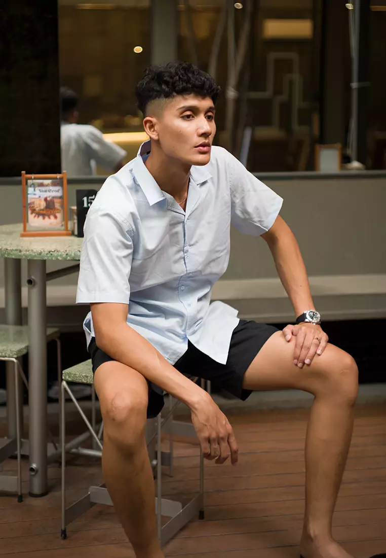 Kemeja pendek pantai OXCON summer shirt Sky Blue