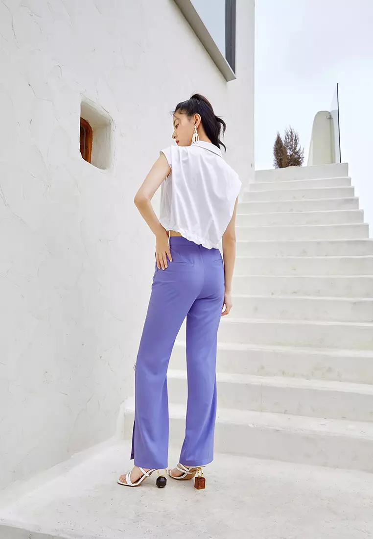 Sleeveless Cropped Button Blouse