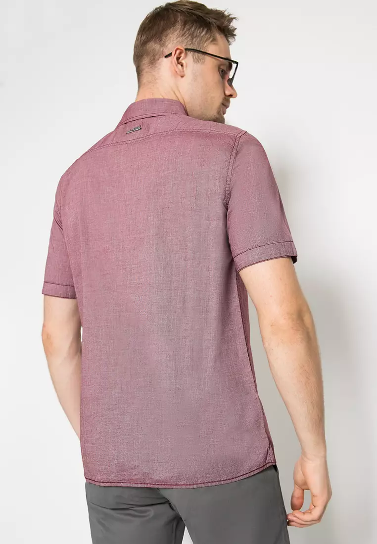 LGS - Kemeja Casual Pria - Lengan Pendek - Polos - Maroon - CSH.271.S570.1101.C