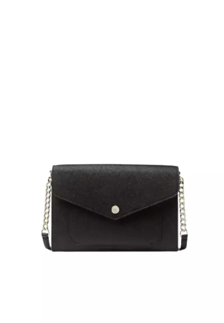 Kate Spade Black Glitter Tinsel Satchel Crossbody Handbag Bag