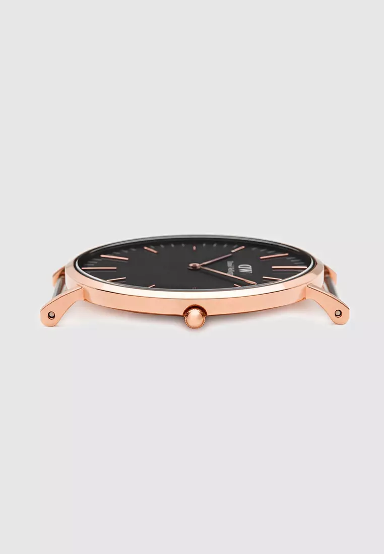 Classic Cornwall Black 36mm Watch Nato starp Black dial Rose Gold Unisex watch Watch for women and men DW