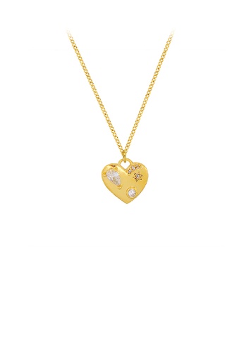 Glamorousky white Fashion Simple Plated Gold 316L Stainless Steel Heart Pendant with Cubic Zirconia and Necklace 6248EAC6199503GS_1