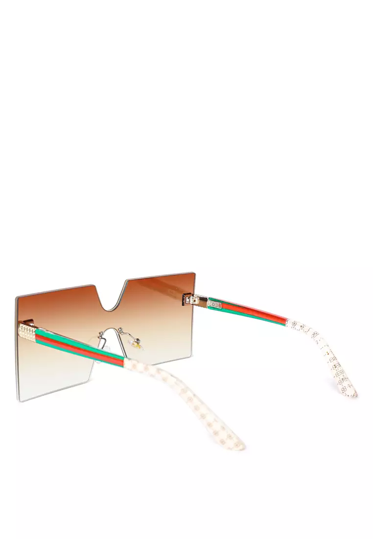 Oversized Rimless Ombre Tinted Sunglasses In Brown