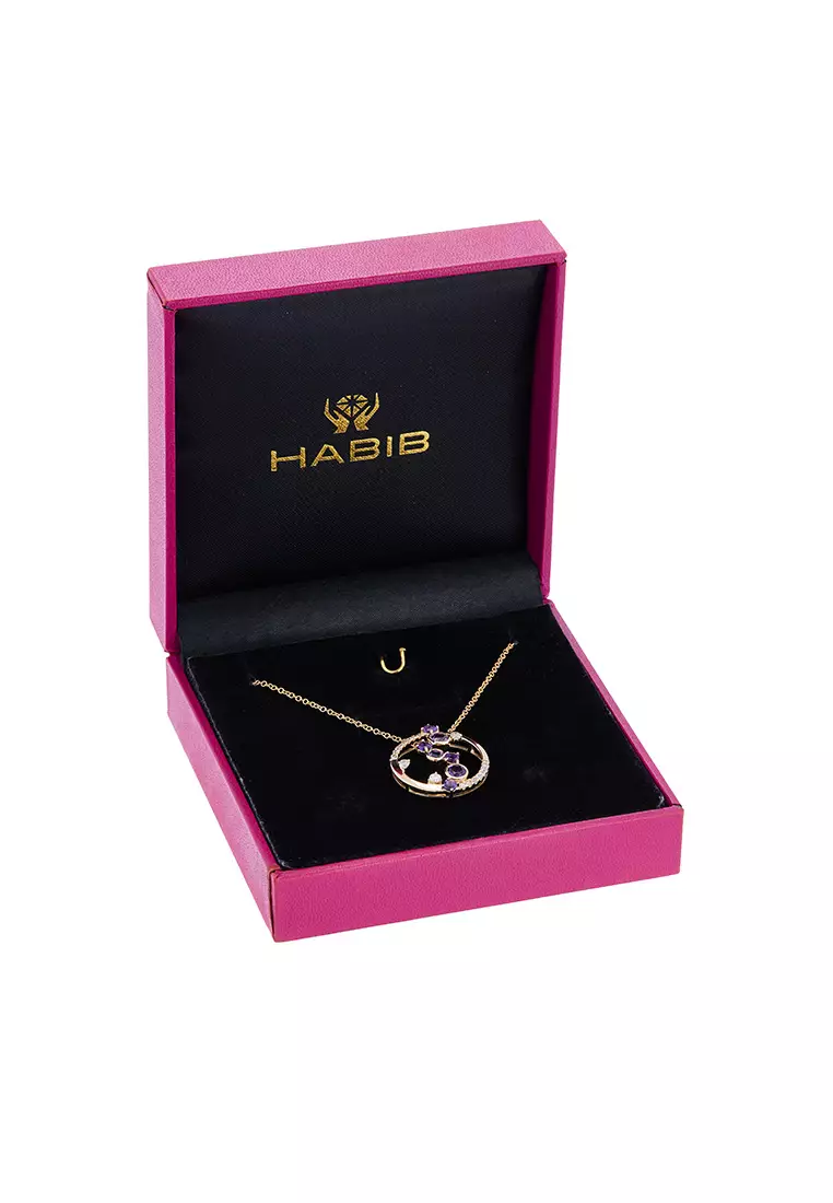 Buy HABIB HABIB CHIC Amethyst and Round Diamond Necklace in 375