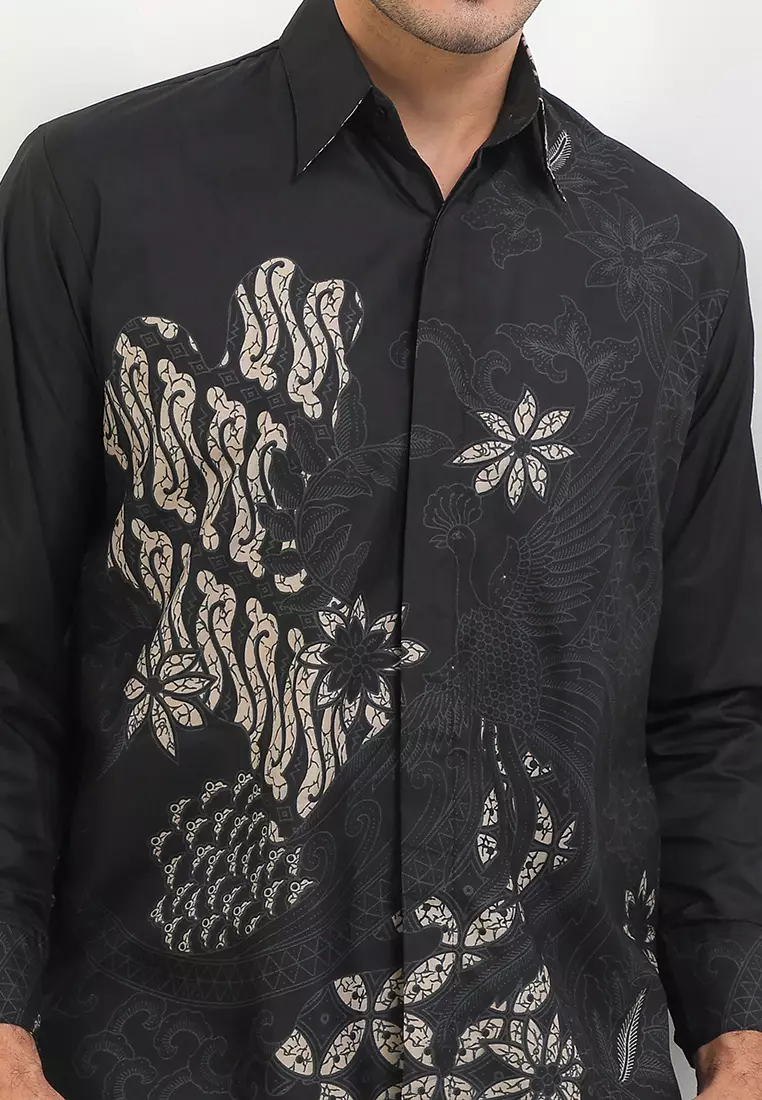 Bangau Kemeja Batik Exclusive Premium Pria Casual Modern Lengan Panjang