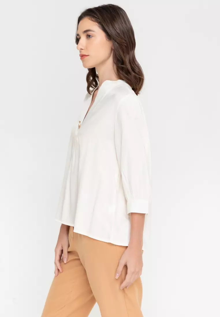 Carrie Mandarin Collar With Yoke Top