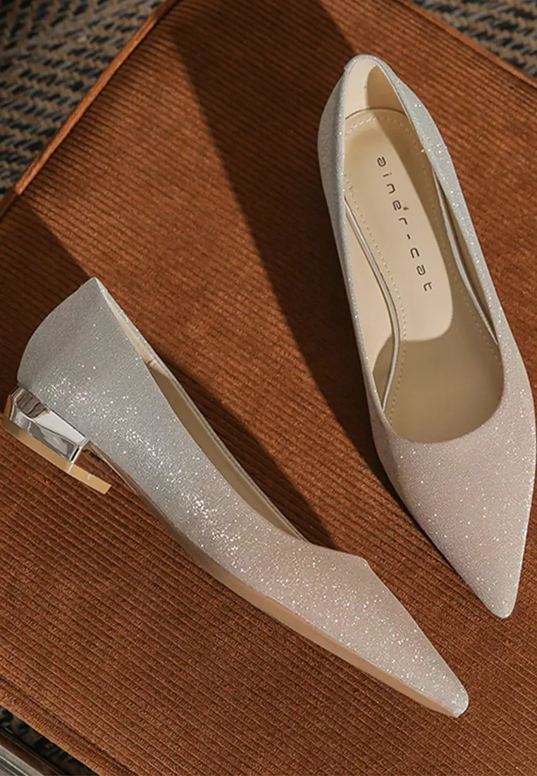 2.5CM Wedding Banquet Sequin Low Heels IF2215