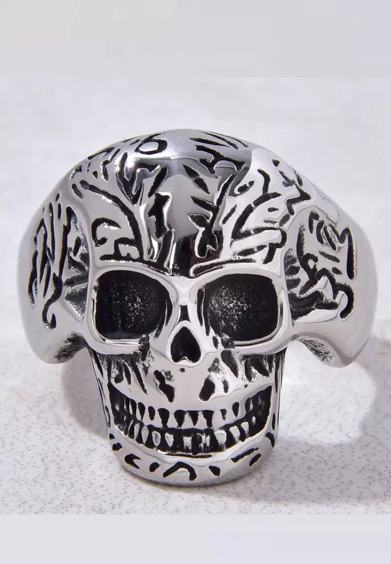 Accessories Cincin Pria Pria Pirate Skull  Premium Stainless-Steel Ring Silver