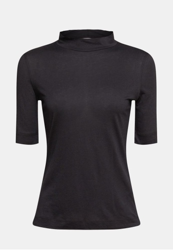 ESPRIT black ESPRIT With TENCEL™: T-shirt with band collar 4C529AA595ADB3GS_1