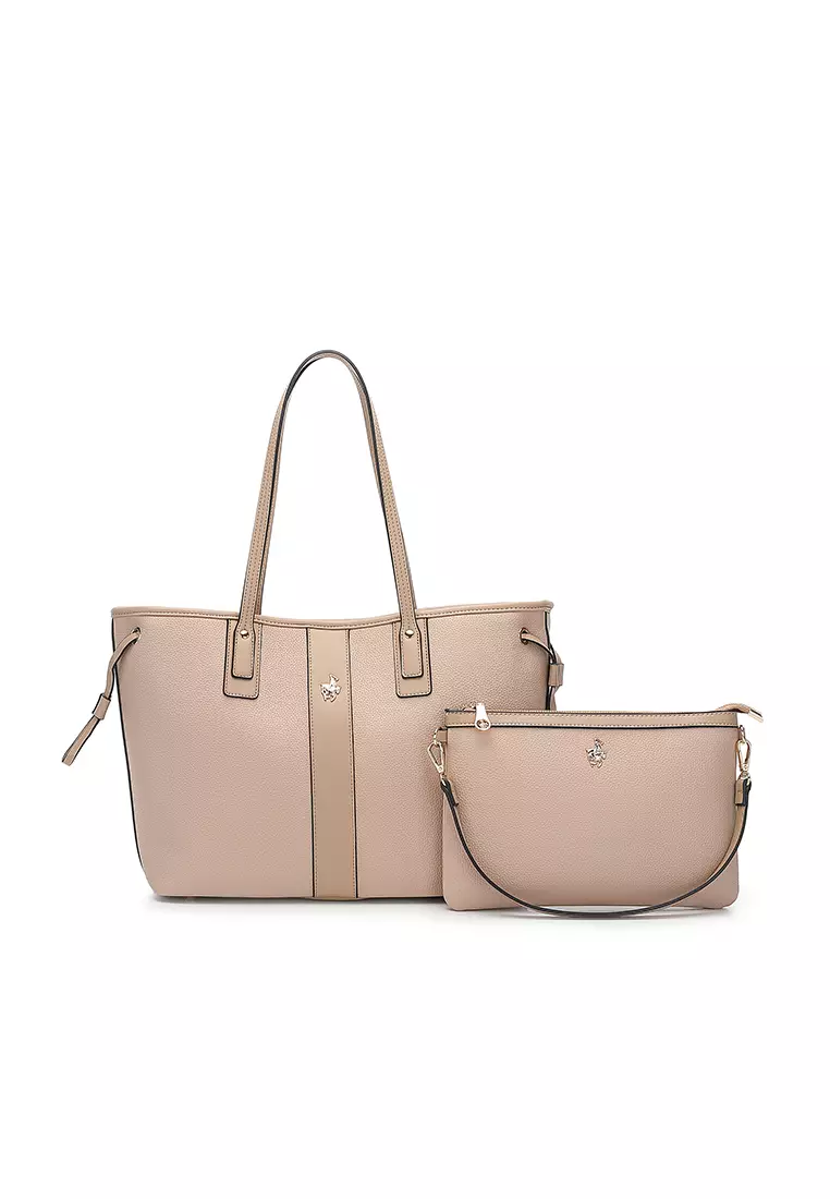 2-in-1 Tote Bag & Top Handle Bag (2-in-1 - Tas Jinjing Wanita & Tas Tangan Wanita) - Krem