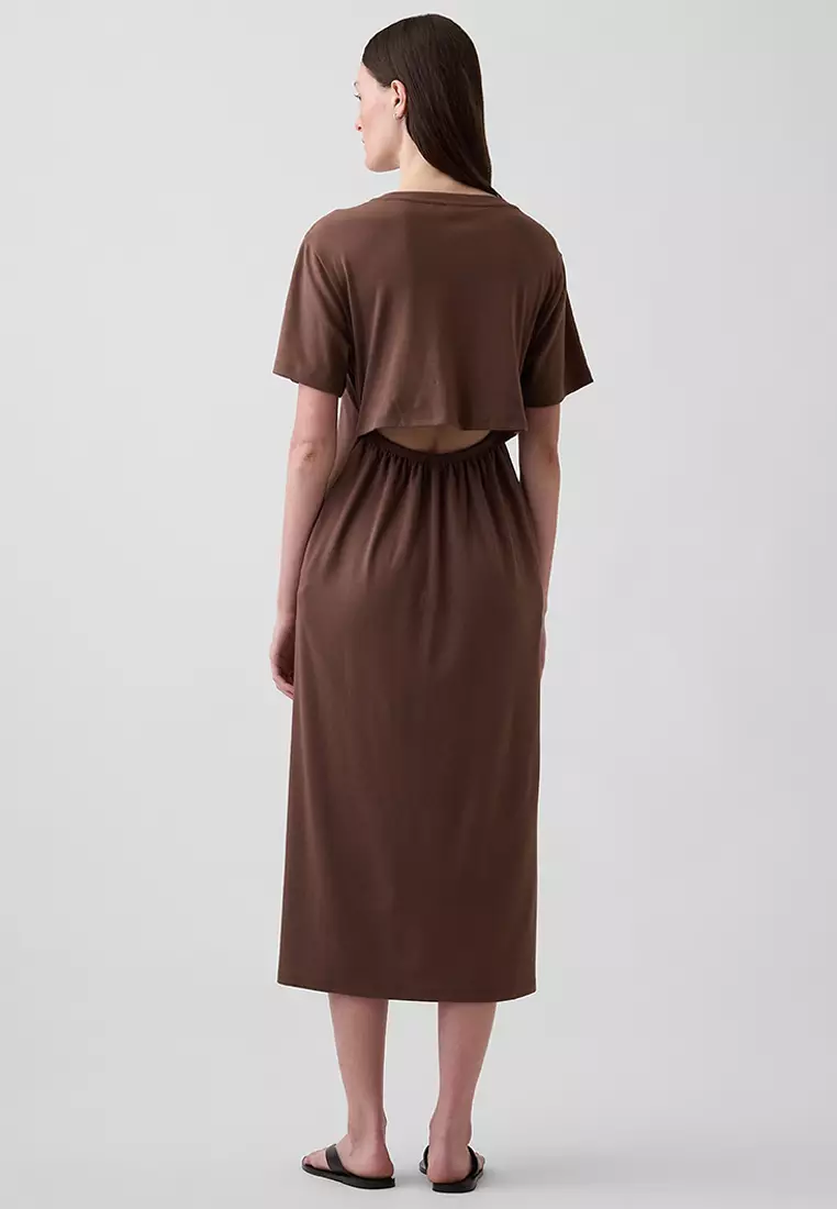 Buy GAP Relaxed Fit Logo Cut Out T-Shirt Midi Dress Online | ZALORA Malaysia