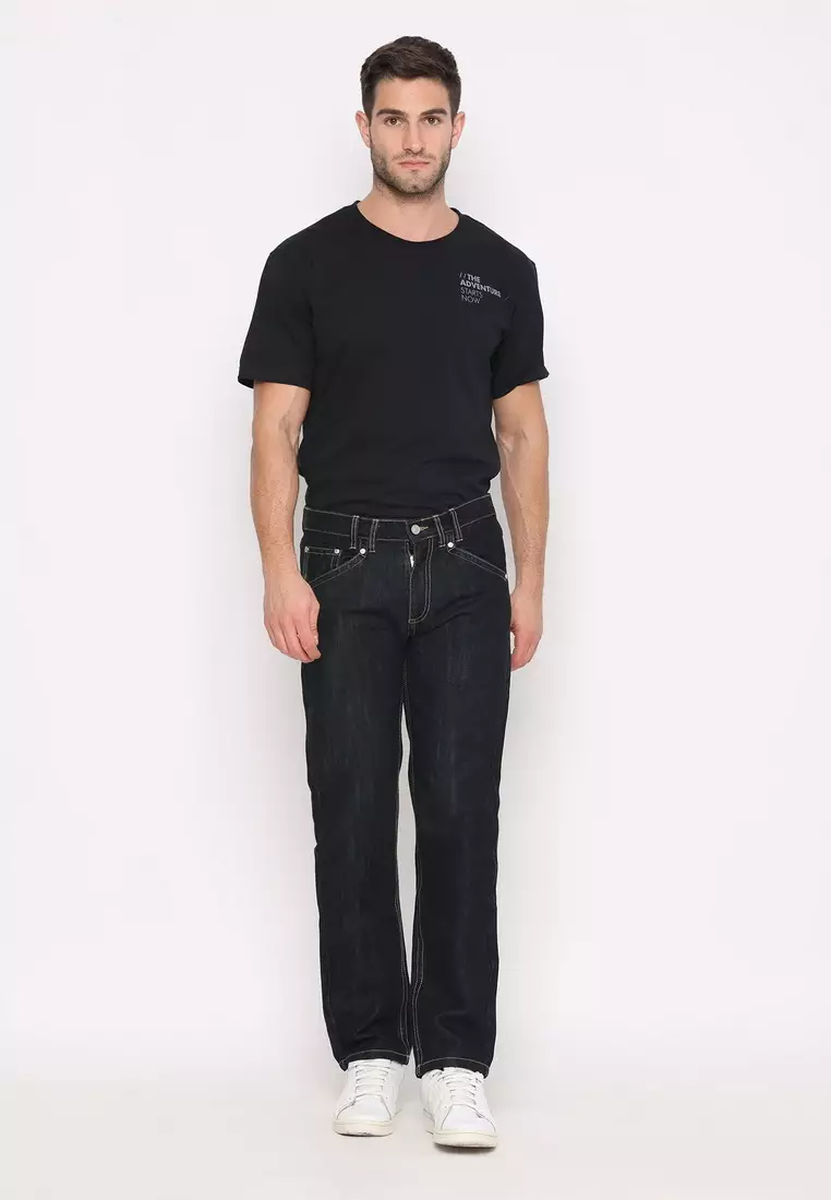 POLICE Celana Jeans Panjang V Pocket Black Pria