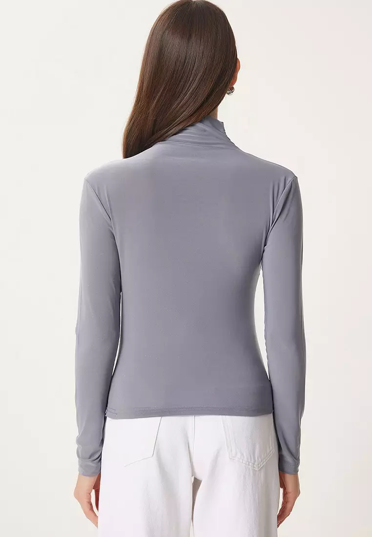 Gather Detailed High Collar Sandy Blouse