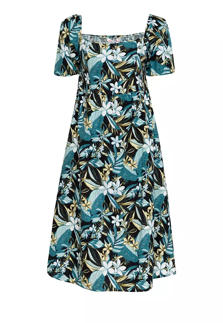 Buy BADOMODA Lolita Square Neck Puff Sleeve Midi Dress 2024 Online ...