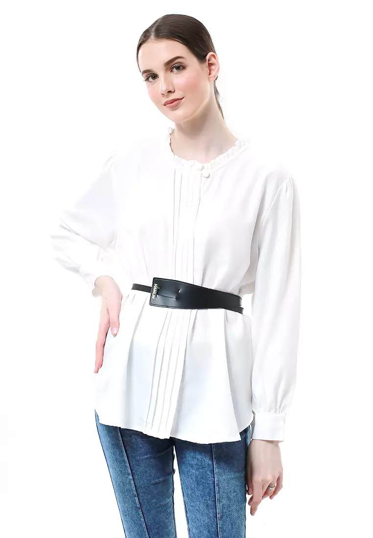 Imani Ikat Pinggang Wanita Lilit Simple Wide Casual Belt Material Leather ORIGINAL - Black