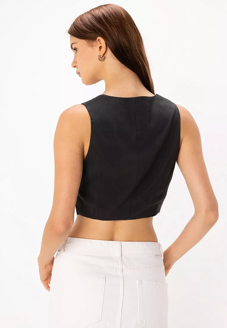 Alba Sleeveless Crop Fit Vest Tailored