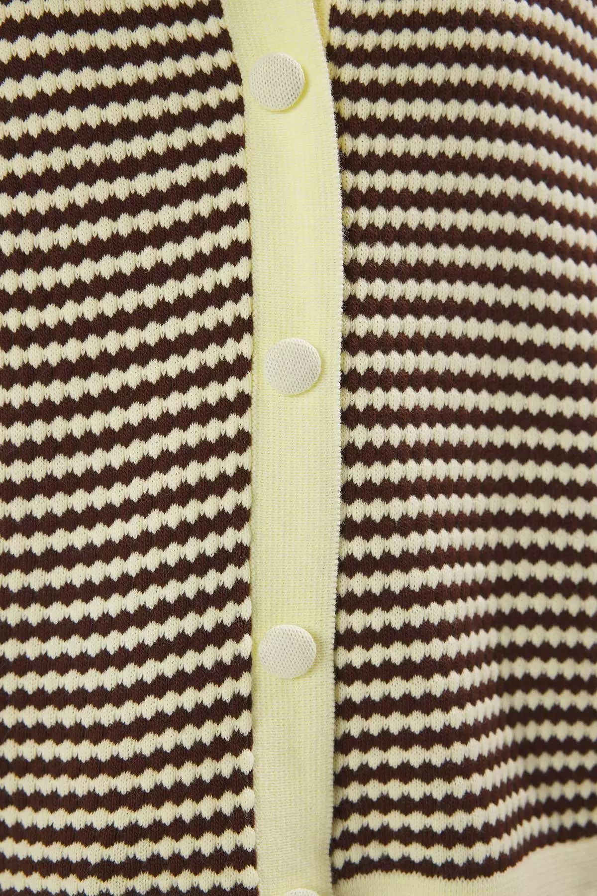 Yellow Polo Collar Striped Knitwear Medium Blouse Twoss25Bz00183