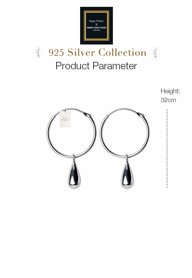 925 Silver Waterdrop Hoop Earrings JW AR-E6471