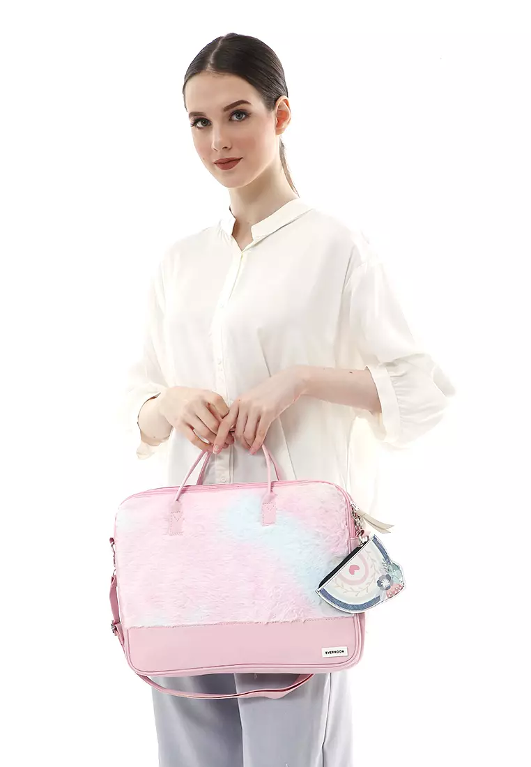 Shania Laptop SlingBag Fluffy Purple Pink With Mini Pouch -  Pink 1 Rainbow