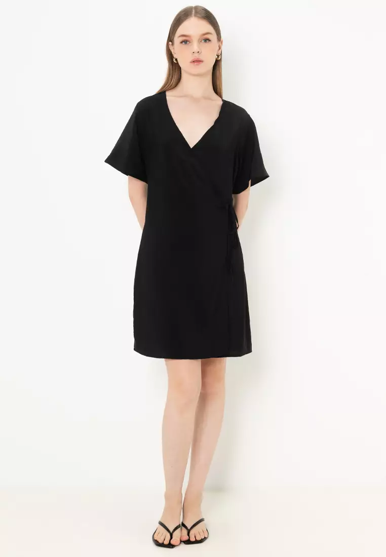 Troya Life Short Sleeves Wrap Dress