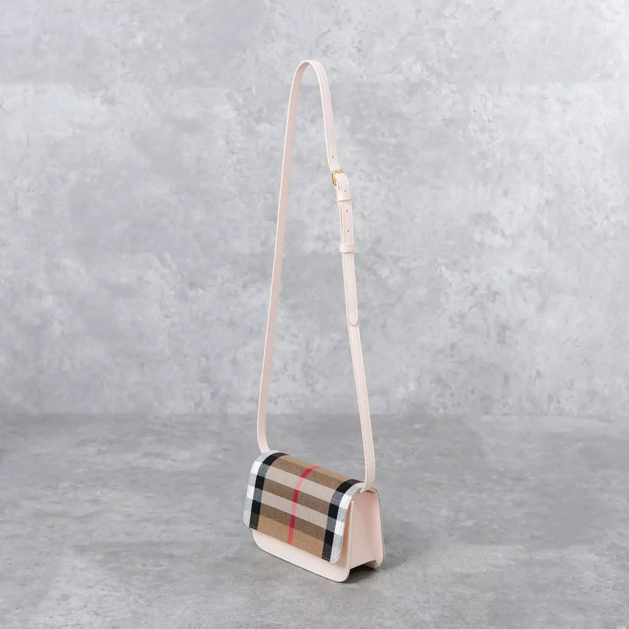 Jual Burberry Tas BURBERRY CHECK BEIGE PINK LEATHER FLAP SHOULDER