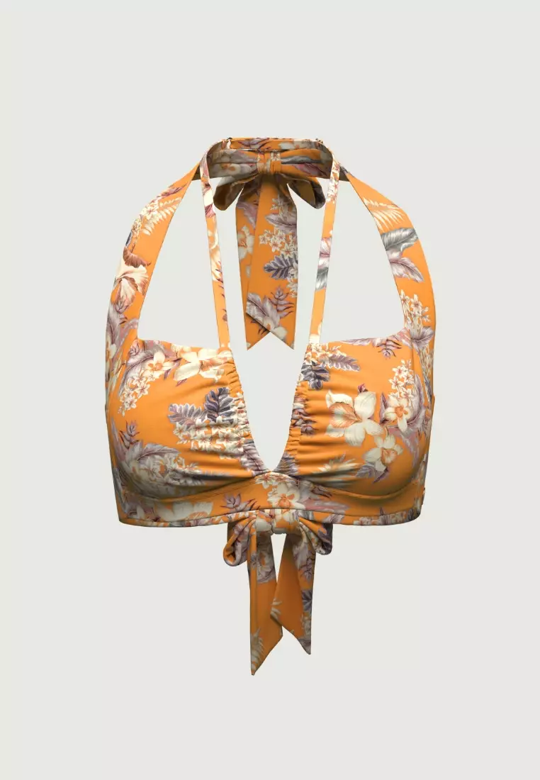 Desert Tropics Yellow Halter Bikini Top