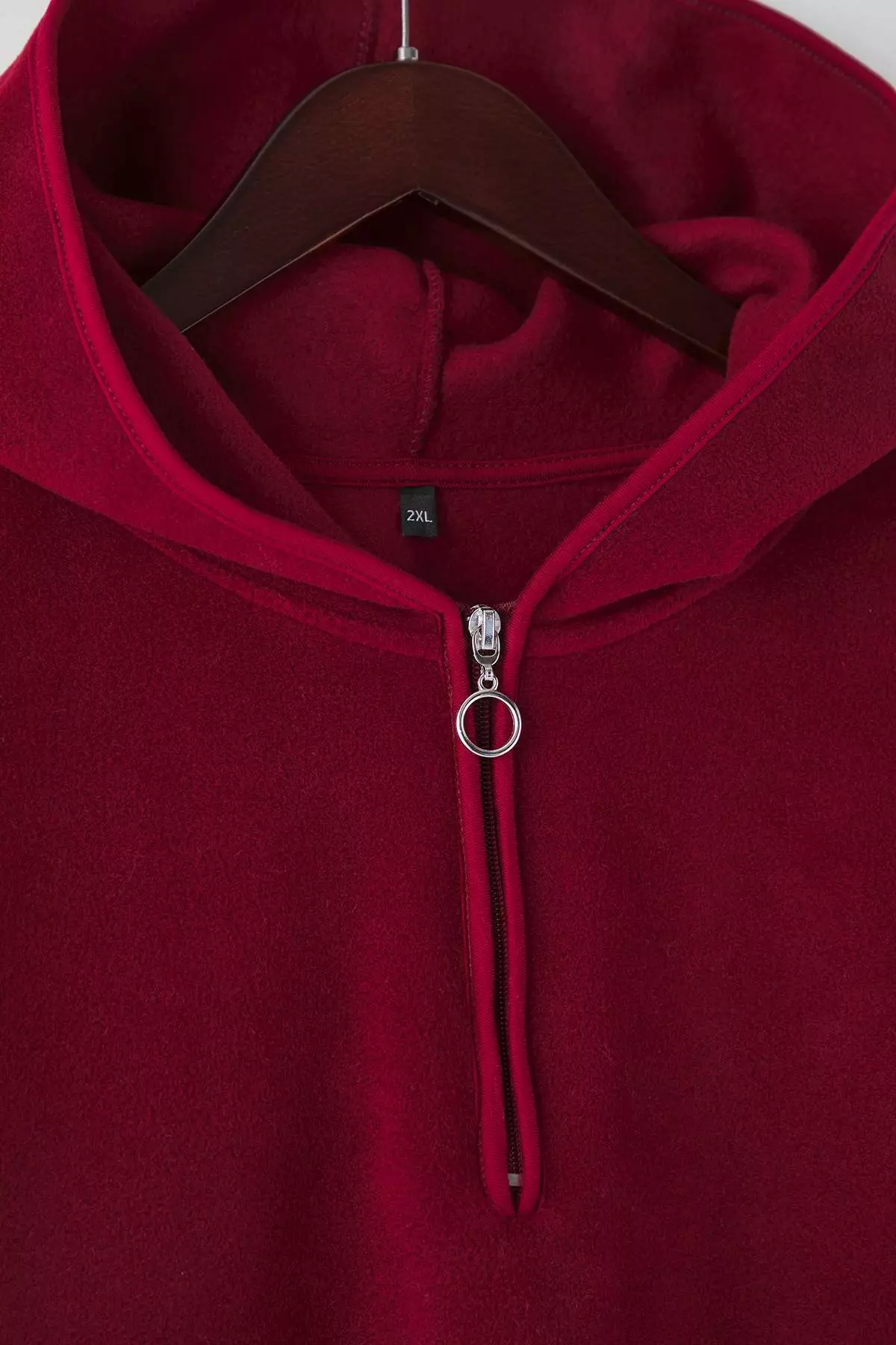 Dark Cherry Thick Fleece Hooded Oversize/Loose Cut Plus Size Sweatshirt
