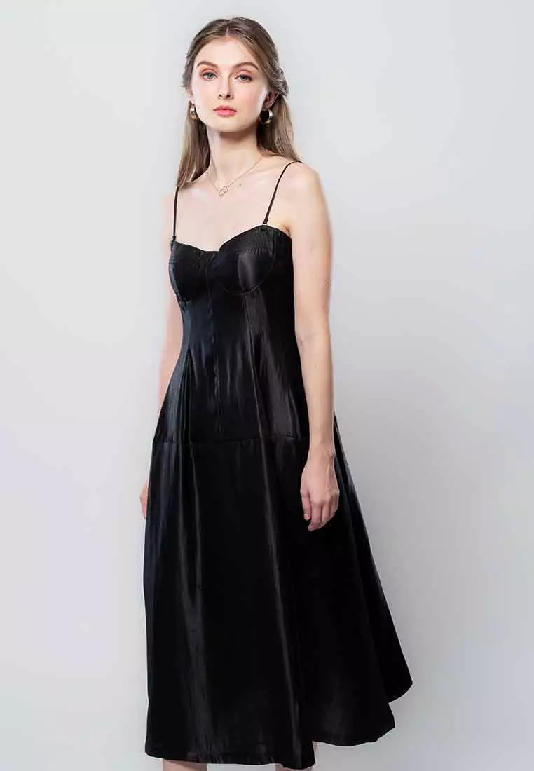 Orivelle Sleeveless Satin Dress with Adjustable Strap