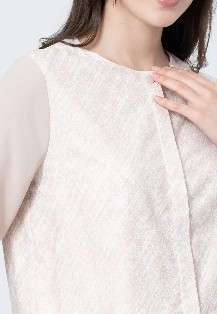 Immarra Hatching Printed Top with 3/4" Sleeves