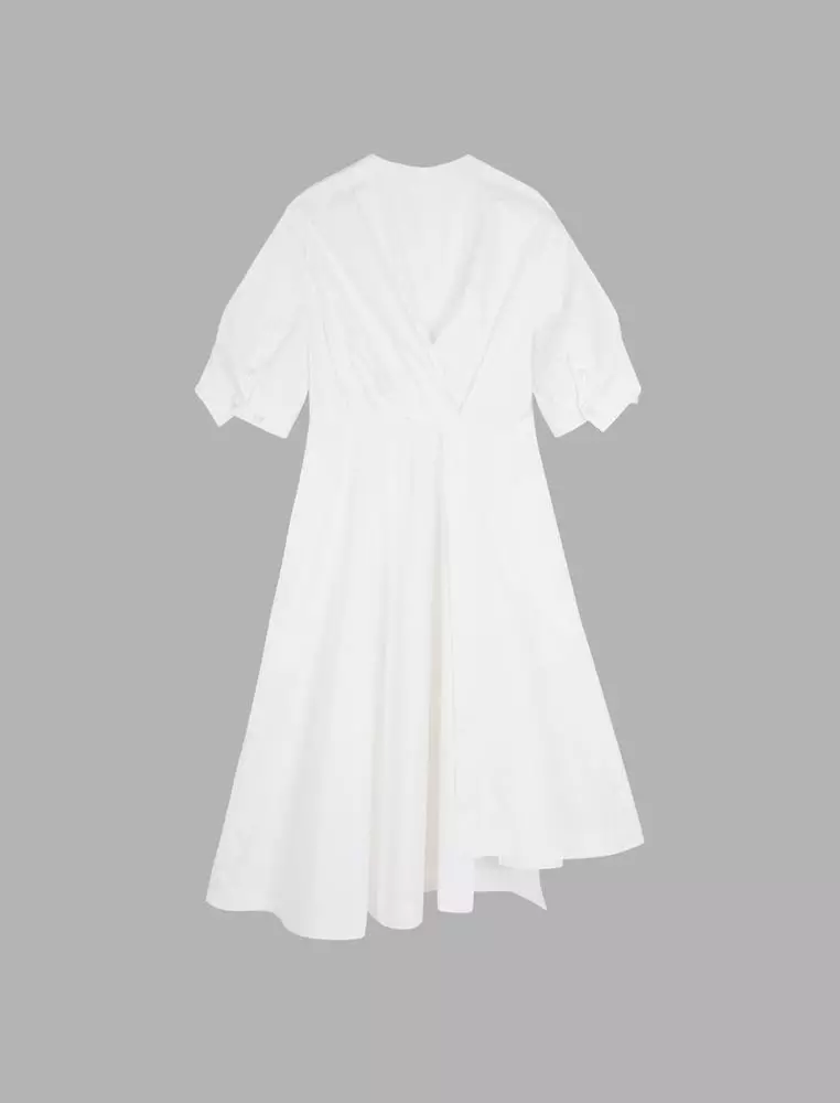 V-Neck Long Short Sleeve Dress