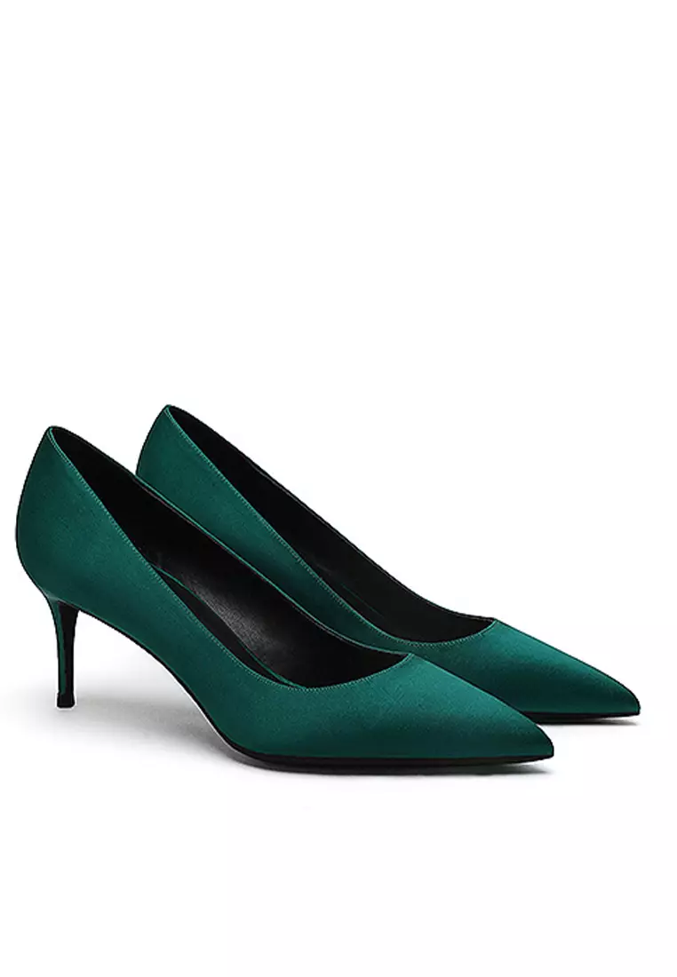 6CM Silk Fabrics Pointed High Heel Shoes HZL163