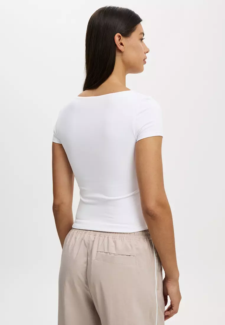 Ultra Soft Square Neck Fitted T-Shirt