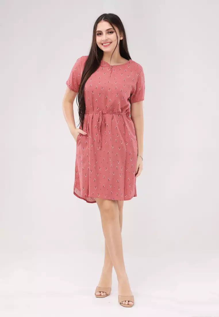 Woven Printed Rayon Short Sleeves Dress