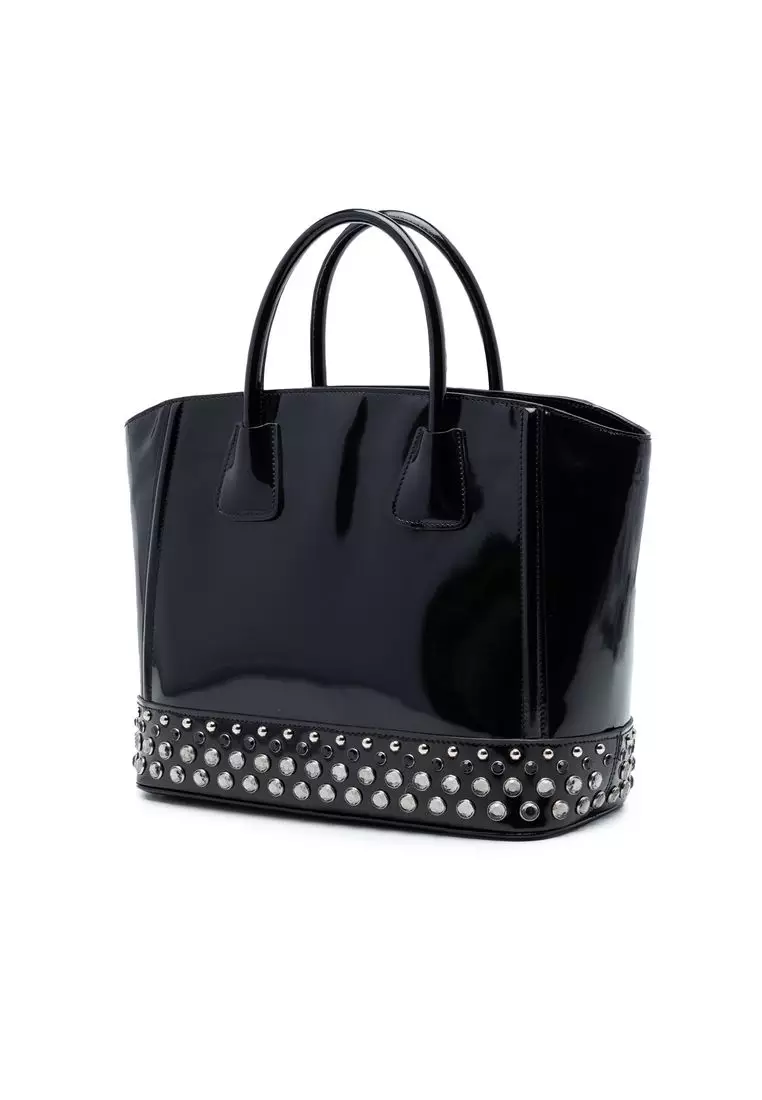 Pre-Loved Prada Spazzolato Studded Crystal Tote