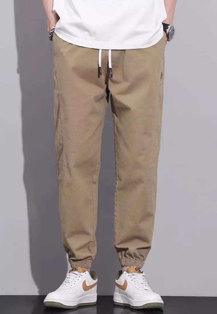 繫繩修腰束腳長褲