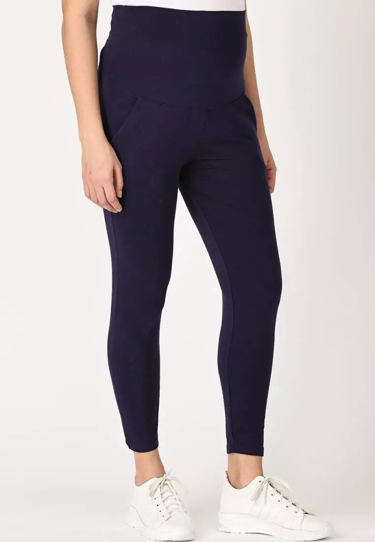 THE MOM STORE Comfy Maternity Leggings Navy Blue 2024