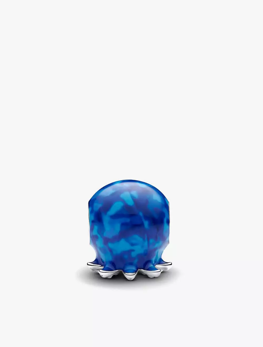 Octopus sterling silver charm with true blue crystal and blue enamel