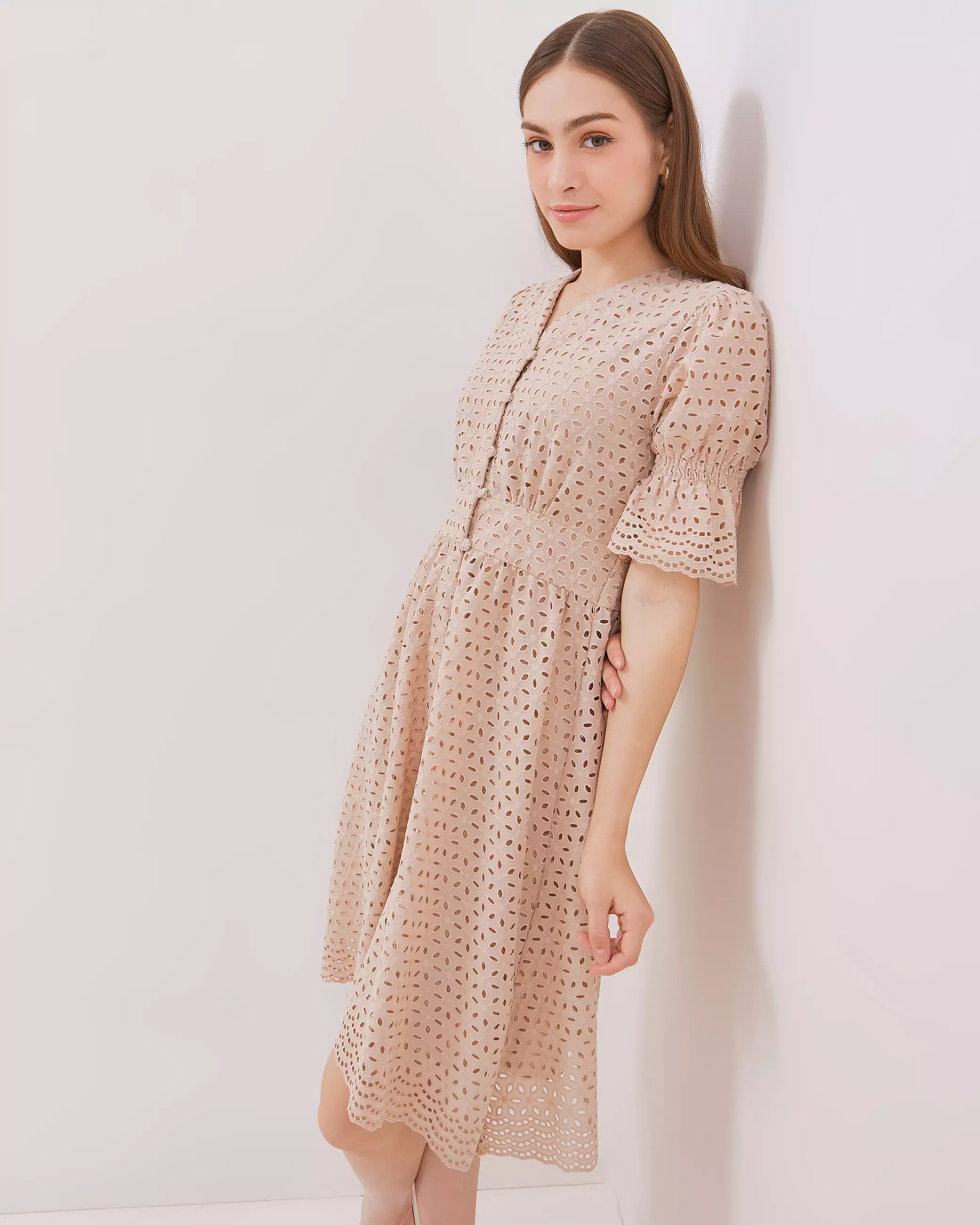 Urban Exchange Talia Cream Mini Dress - Gaun Mini Dress Katun Warna Cream