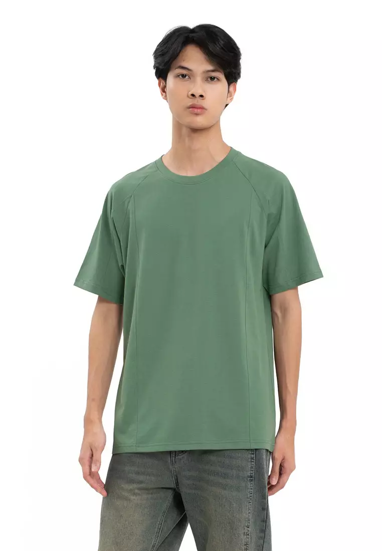 Buy DRUM Raglan Cut & Sew Relaxed Fit Tee- Dark Green Online | ZALORA ...