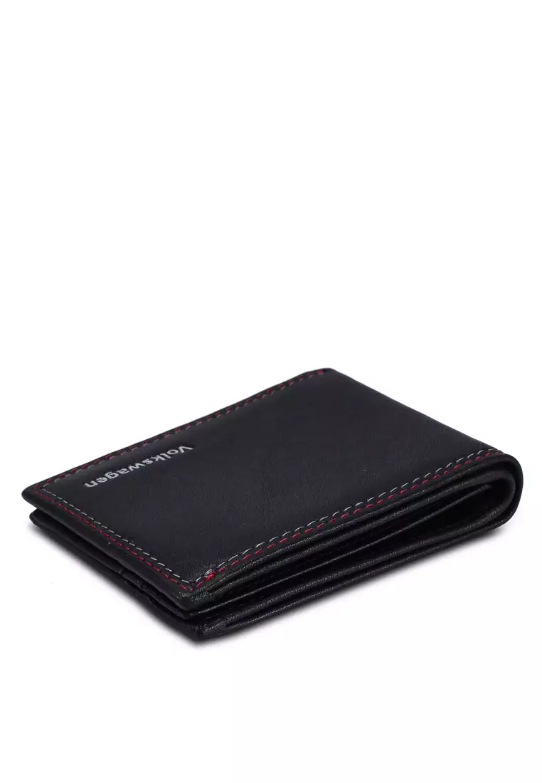 Men's RFID Genuine Leather Bi Fold Center Flap Short Wallet