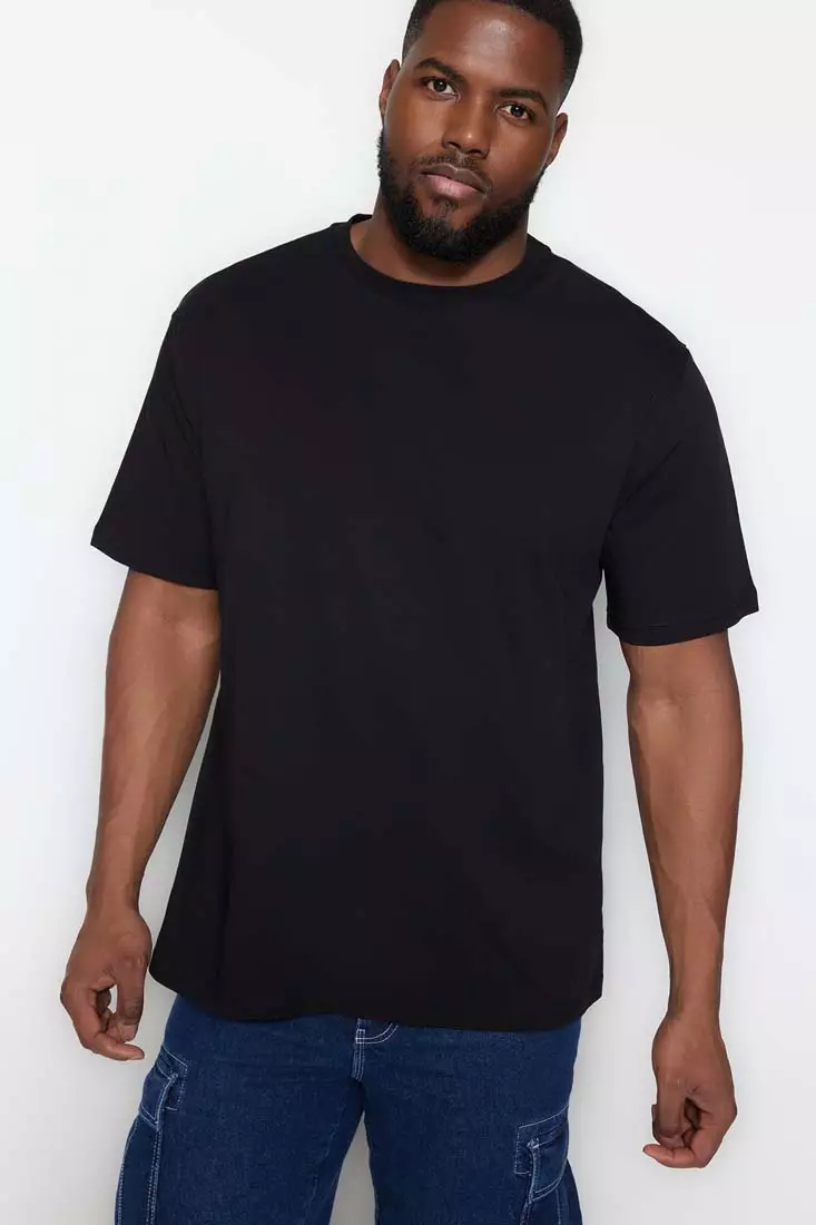 Buy Trendyol Black Men s Plus Size Comfy Regular Regular Cut 100