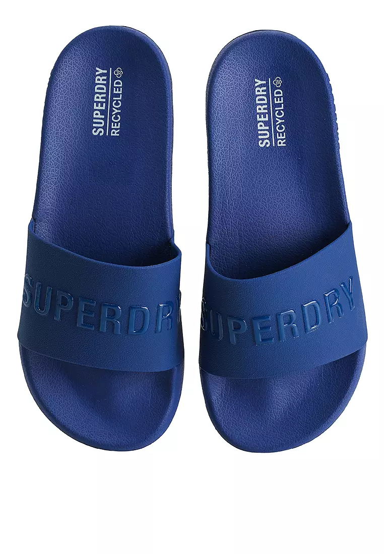 Tongues Piscine Vegan Superdry Femme | Logo Distinctif, Semelle Confort | Pour Plage, Piscine, Vacances | Noir/Fossil Brown/Metallic Gold